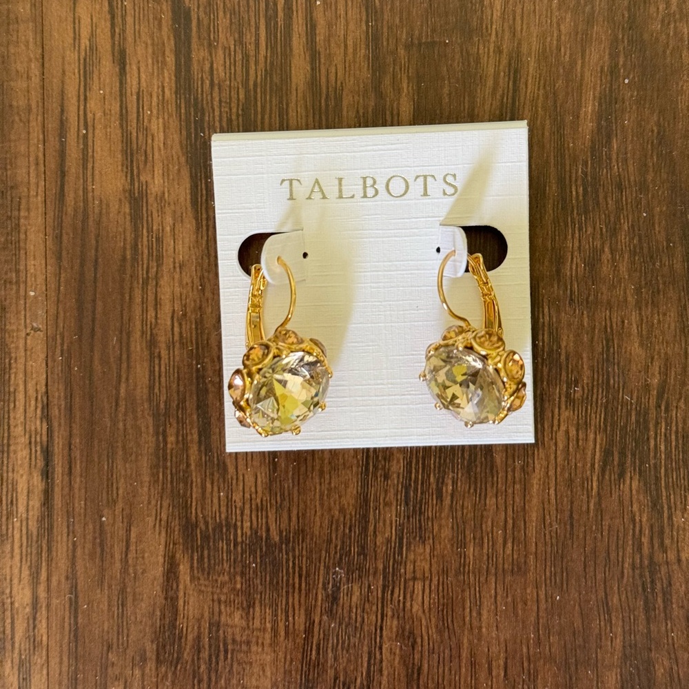 Talbots encrusted Bezel drop earring size 1.1/8” - Picture 4 of 10